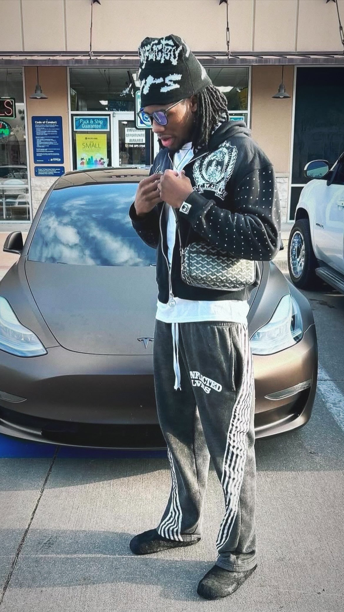 C.W. UNIT RHINESTONE ZIP-UP (MIDNIGHT)